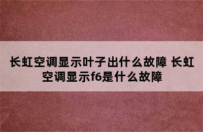 长虹空调显示叶子出什么故障 长虹空调显示f6是什么故障